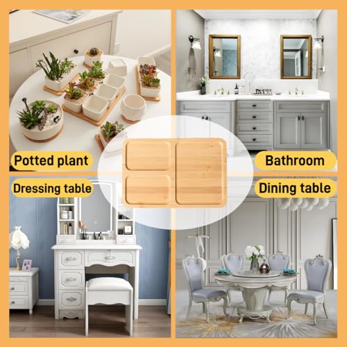 1PCS Bamboo Bathroom Trays - Suitable for The Bathroom,Kitchen,Breakfast Tray and Decorative Tray (11.02 in * 7.48 in(3 Grids)) - size: 11" x 7.5" x 0.6"