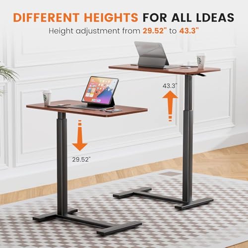 Sweetcrispy Overbed Bedside Table with Wheels, Adjustable Hospital & Home Use Bed Table, Rolling Laptop Table, Mobile Standing Desk, Rust - color: Rust