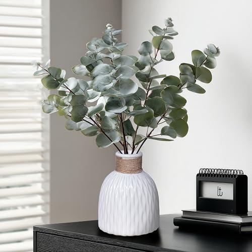 White Ceramic Vase, Small White Vase for Flowers, Modern Textured Vases Home Decor, Coffee Tables Wedding Room Living Room Shelf Decor,Office Desk 6 inch - color: White
