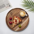 YANGQIHOME 11.8 inches Round Wood Tray, Wooden Serving Tray, Acacia Plates, Appetizer Charcuterie Board, Tray Organizer for Kitchen/Countertop, 11.8 x 11.8 x 0.8 inch - size: 11.8"