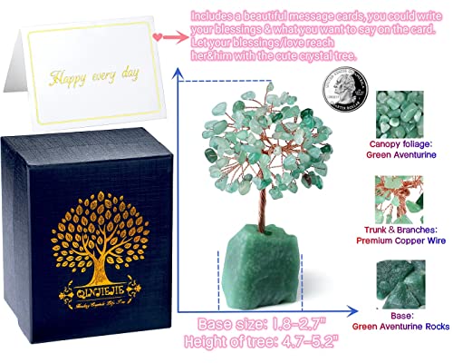 QINJIEJIE Green Aventurine Tree Crystal Tree Healing Crystals Natural Stone Base Money Tree Copper Wire Life Tree Energy Gemstone Office Desk Decor Meditation Spiritual Gift - color: Green Aventurine, size: 5.2 in