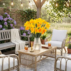 Hananona 10 Pcs Artificial Daffodils Flowers Narcissus Faux Spring Flowers Fake Silk Daffodil Flower Arrangement for Indoor Outdoor Home Wedding Decor (10, Yellow)