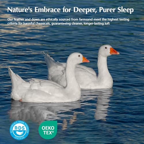 Pacific Coast Goose Feather Down Fiber Comforters Full Size, Extra Fluffy White Duvet Insert, Ultra-Soft, Breathable, All Season Hotel Luxury Bedding Comforters, 8 Corner & Center Loops (82"x86") - size: Full