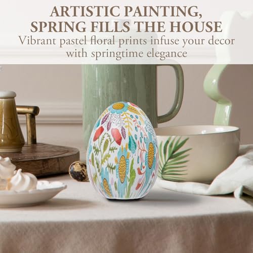 MyGift 6 Inch Tall Resin Decorative Egg with Vibrant Pastel Artistic Floral Print, Spring Pattern Home Decor Small Tabletop Centerpiece Easter Decoration - color: Vibrant Pastel