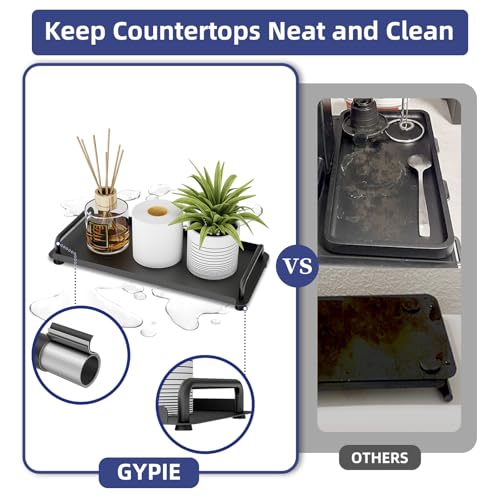 Gypie Toilet Paper Basket, Tank Tray with Handle, Bathroom Counter Storage Tray for Kitchen (Black) - color: Black