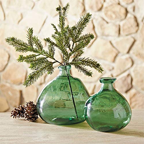 Mud Pie Recycled Green Spanish Rounded Small Glass Vase 7.5" x 6.5" Dia - size: 7.5" x 6.5" diameter