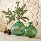 Mud Pie Recycled Green Spanish Rounded Small Glass Vase 7.5" x 6.5" Dia - size: 7.5" x 6.5" diameter
