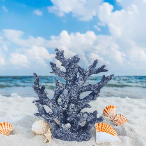 Etlemonde Beach Coastal Decor Coral Reef Home Decor Coral Statue Sculpture Home,Desk,Bathroom,Desktop Shelf Statue,Marine Themed Gifts - color: Blue Coral