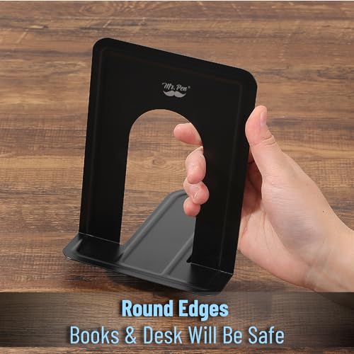 Mr. Pen- Book Ends, 8 Pack, Black, Heavy Duty Metal Bookends for Shelves, Book Holders for Shelves, Metal Bookends - color: Black, size: 8 Pack