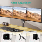 WALI Triple Monitor Mount for 13-32 inch Screens, Adjustable 3 Monitors Desk Mount with Swivel, Tilt, Clamp & Grommet Kit, Triple Monitor Stand for Desk, VESA 75x75/100x100mm (GSDM003), Black - size: 13"-32", style: Triple Arms