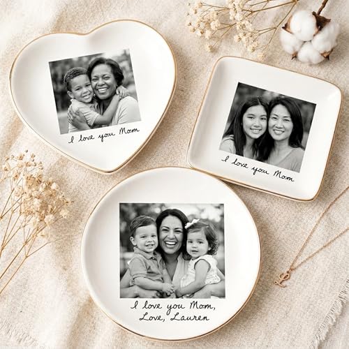 Noni Personalized Mom Photo Jewelry Dish, Custom Ceramic Trinket Tray for Grandma, Birthday Ring Dish Gift, Moms Gift from Daughter, Love You Mama Present 1 - color: Style1