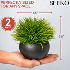 Fake Succulents Plants Artificial in Premium Ceramic Pots (2 Pack Round) Realistic Faux Succulents for Bathroom, Home & Office Décor - style: 2 Pack Round
