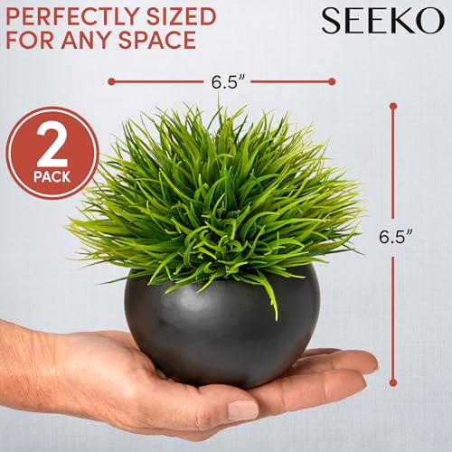 Fake Succulents Plants Artificial in Premium Ceramic Pots (2 Pack Round) Realistic Faux Succulents for Bathroom, Home & Office Décor - style: 2 Pack Round