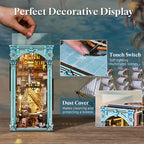 MiniCity DIY Book Nook Kit for Adults, 3D Wooden Puzzle Bookend Bookshelf Insert Decor with LED Light and Dust Cover (Hemingway House) - style: Hemingway House