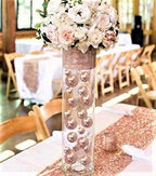 Vase Pearlfection 150 Floating Rose Gold Pearls - Large Sizes - 6 Warm White Submersible LED Fairy Lights Strings with Hidable & Submersible Batteries- Fills 2 Gallons for Your Vases - color: Rose Gold, size: 2Pk+LiteWW