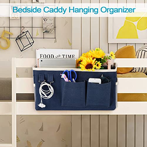 Loghot Bedside Caddy/Bedside Storage Bag Hanging Organizer for Bunk and Hospital Beds,Dorm Rooms Bed Rails,Can be Placed Glasses,Books,Mobile Phones,Keys (Navy Blue) - color: 1pc Navy Blue