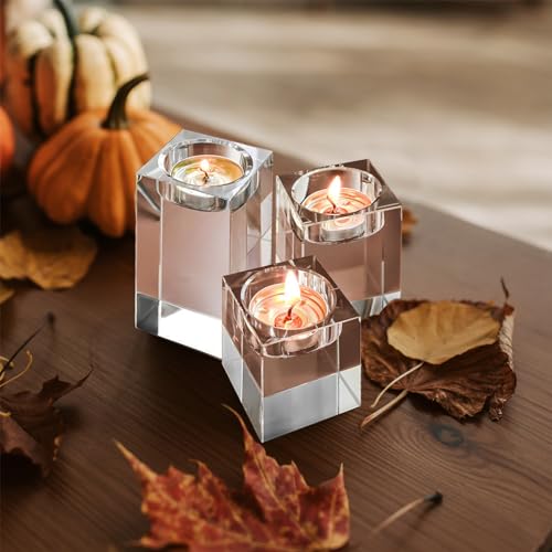 Votive Candle Holder Set of 3, Glass Votive Cande Holders Bulk, Tealight Cande Holder for Home Decor, Wedding,Christmas,Thanksgiving - size: 3 Pcs