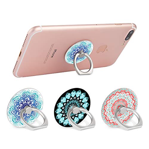 Bonoma Phone Ring Stand Holder, 3-Pack 360 Degree Rotation Universal Finger Ring Stand Compatible with Smartphones and Tablets Mandala - color: Mandala