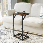 5-Level Adjustable C-Shaped End Table, Small Side Table for Couch, Sofa TV Tray Table for Living Room, Bedroom, Bedside ET-ZA-BRW1 - color: Rustic Brown