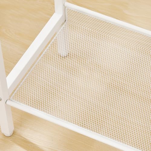 HOOBRO Tall Side Table, 3-Tier Telephone End Table with Adjustable Mesh Shelves, Small Entryway Table with Storage, Small Nightstand for Living Room, Bedroom, Hallway, Office, White WW01DH01G1 - color: White