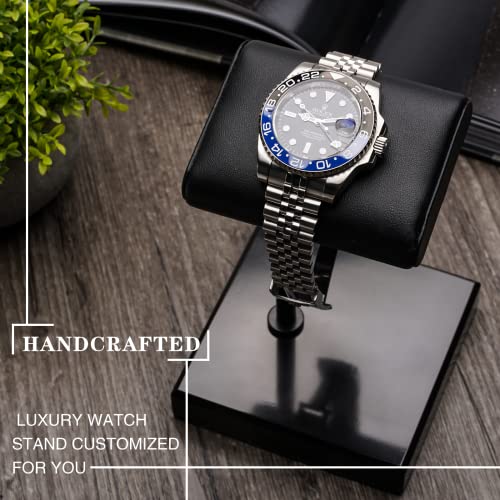 Watch Stand | Watch Display Stand |Premium Leather Natural Marble Base | Watch Display Fits All Watches | watch stand | Watch Holder Organizer for Men