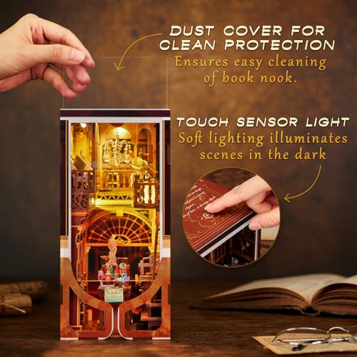 CCCDF DIY Book Nook Kit, DIY Miniature Dollhouse Booknook Kit, 3D Wooden Puzzle Bookend Bookshelf Insert with LED Light for Teens and Adults (Roaring Twenties Speakeasy) - style: Roaring Twenties Speakeasy