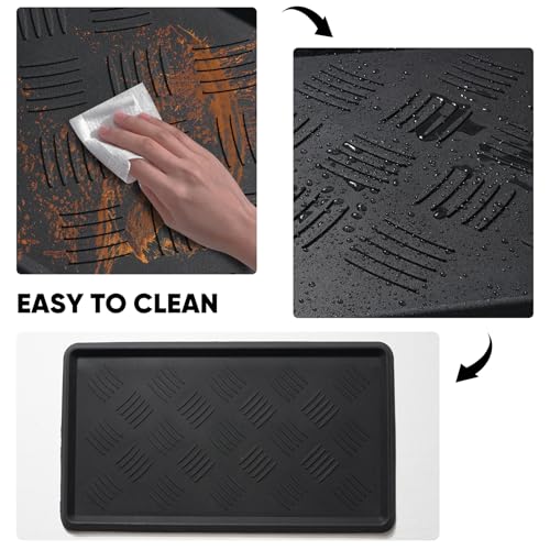 HIYARD Rubber Boot Tray, Shoe Tray for Entryway, Multipurpose Boot Mat, Shoe Mat Indoor and Outdoor, 16x27.5,Black