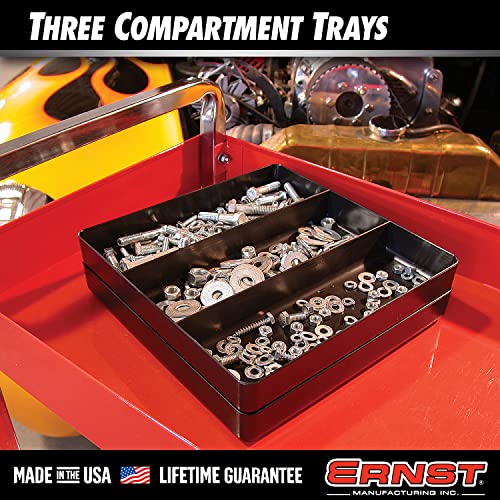 Ernst Manufacturing Toolbox Tray: Stackable Organizer Tray with 3 Compartments - Ideal for Trades, Mechanics, Electricians, Plumbers, Household Use, Hobbies - Heavy Duty - Made in the USA - color: Hi-Viz, size: 3-Compartments