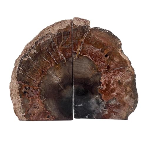 Natural Agate BookEnds, A Pair Heavy Duty Luxury Book Ends Holder, Manual Cutting Holding Books Holder Decor for Home Office Student (4.7in, Wood) - color: Wood