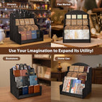 PUERSI Greeting Card Display Stand, Wooden 4-Tier Postcard Display Stand Holder for Sticker, Vendors, Retail Stores, Black - color: Black