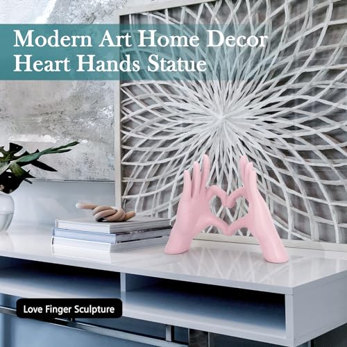 Accessoryway Pink Heart Hands Sculpture Decor - Valentines Day Decorations for Living Room, Bedroom, Office & Shelf Decor,Unique Heart Hands Ring Holder Display for Girls & Wedding Decorations - color: Blush Pink