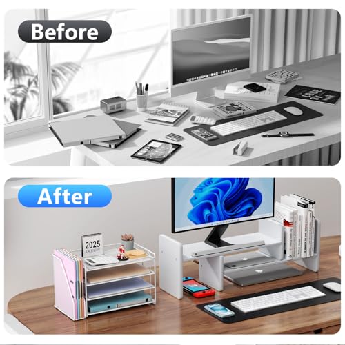 gianotter 4-Tier Paper Organizer With Magazine Holder, Desk Organizers and Accessories, Desk Accessories & Workspace Organizers, File Organizer for Office Supplies Storag (White, 4-Tier) - color: White, size: 4-Tier
