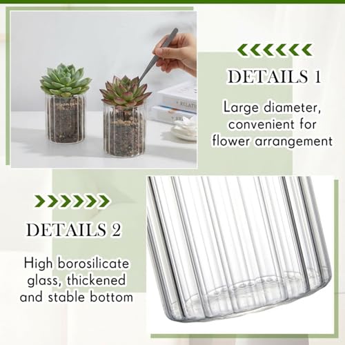 6 Pcs 4 Inch Tall Glass Ribbed Cylinder Vases Clear Floating Candle Flower Vase in Bulk, Hurricane Candle Holder for Wedding Housewarming Gift Table Centerpieces - color: Clear, size: 4 Inch
