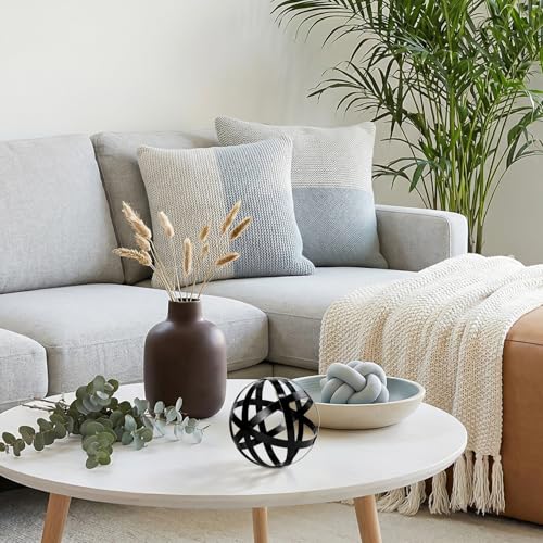 Decorative Sphere Metal Band Ball Orbs Decorative Balls Home Decor Accents Tabletop Decorations for Living Room, Kitchen, Bedroom Centerpiece for Dining Room Coffee Table, Side Tables (Black) - color: Black