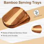 Yaomiao 4 Pcs Acacia Wooden Serving Tray Oval Shaped Rustic Wood Plates Large Decorative Natural Tray Serving Platter for Food Charcuterie Cheese Dish Bread Fruit Kitchen(16 x 10 Inch) - size: 16 x 10 Inch