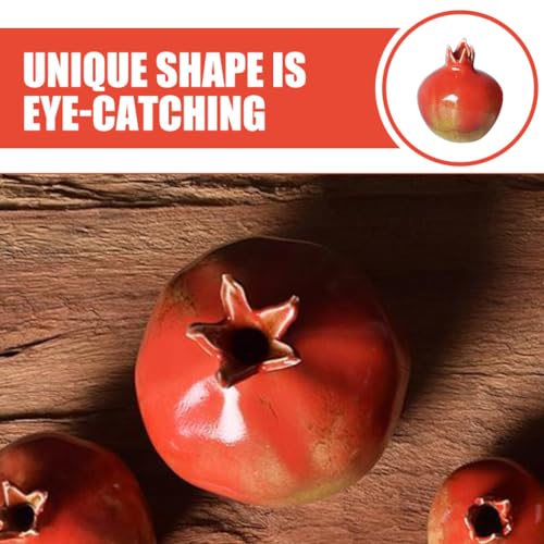 VOSAREA Vase Decor Filler Glazed Ceramic Pomegranates Bud Vase, Pomegranate Home Decor Creative Flower Vase Fake Pomegranate Fruit Table Centerpiece Art Craft Ornament Housewarming a - color: As Shown