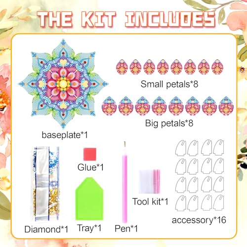 DIY Diamond Art Painting Candlestick Holders Mandala Flower Shape Desk Candle Tray Tabletop Ornaments for Wedding Festival and Party Home Table Centerpiece-Flower01 - color: Flower01