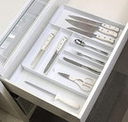 Simple Houseware Expandable & Adjustable Cutlery Drawer Organizer - Large Utensil and Flatware Tray for Kitchen Drawers, White - color: White