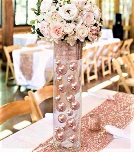 Vase Pearlfection 75 Floating Rose Gold Pearls - Large Sizes - Fills 1 Gallon for Your Vases - color: Rose Gold, size: 1 Pk