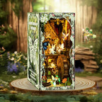 Book Nook Kit - DIY Miniature Dolls House Kit with Furniture and LED Light, 3D Puzzle Wooden Art Bookends, Model Kits for for Adults and Teens (Secret Forest) - style: Secret Forest