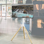 VIVO Artistic Easel 45 to 65 inch LED LCD Screen, Studio TV Display Stand, Adjustable TV Mount with Swivel and Tripod Base, White Bracket, Light Wood Legs, STAND-TV65AW - color: White - Wood