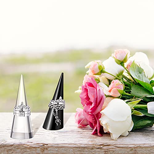 Jetec Clear Acrylic Crystal Ring Holder Acrylic Ring Display Jewelry Holder Wedding Display Cone Support Single Finger Rings Showcase Stand for Jewelry - color: Black, Transparent, White
