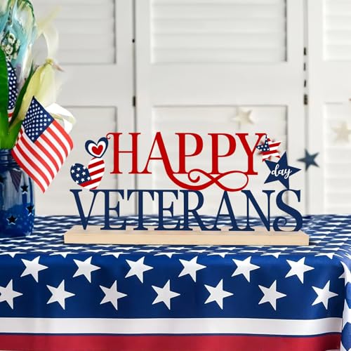 COCHIE Metal Happy Veterans Day Sign, Thank You Veteran Table Centerpieces Decorations for Home, Office, Shelf, Mantel, Indoor, Traditional Party Supplies Decor (Veterans) - style: Veterans