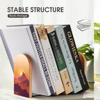 Sunset Wooden Bookends Shelves 2 PCS Mountain Sturdy Book Holders Desktop Organizer for Home Office Libraries - color: Color-2