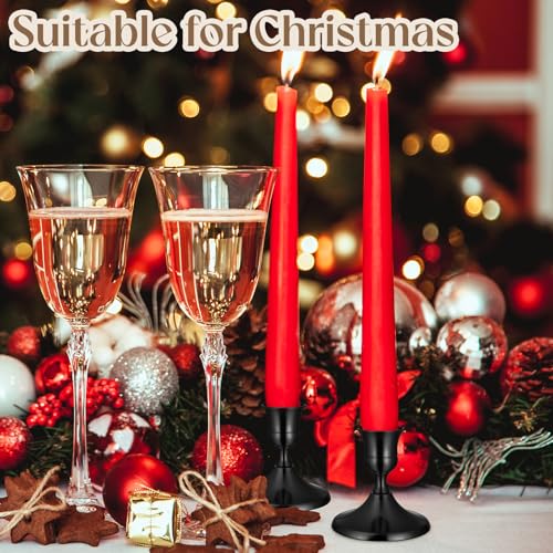 24PCS Brass Black Taper Candle Holders Set, Vintage Metal Candlestick Holders for Table Centerpiece, Wedding Reception, Festive Christmas Mantel Decoration or Home Decor - color: Black