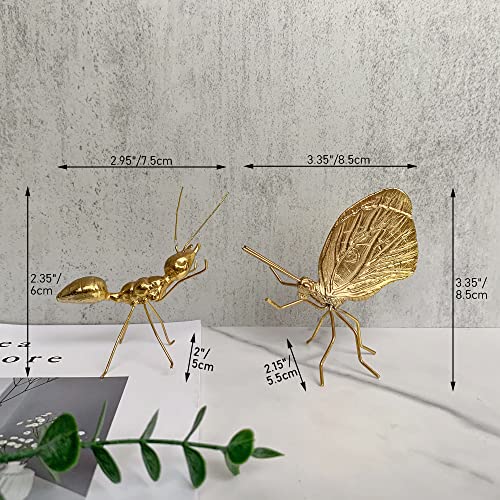 Gold Ant Sculpture Solid Metal Insect Ornament Mini Ant Figurine for Home Office Garden Desktop Decor - style: Ant