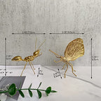 Gold Ant Sculpture Solid Metal Insect Ornament Mini Ant Figurine for Home Office Garden Desktop Decor - style: Ant