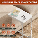 WLIVE C Shaped End Table, Small Couch Side Tables with Metal Frame, Sofa Table TV Tray for Living Room, Bedroom, White - color: White