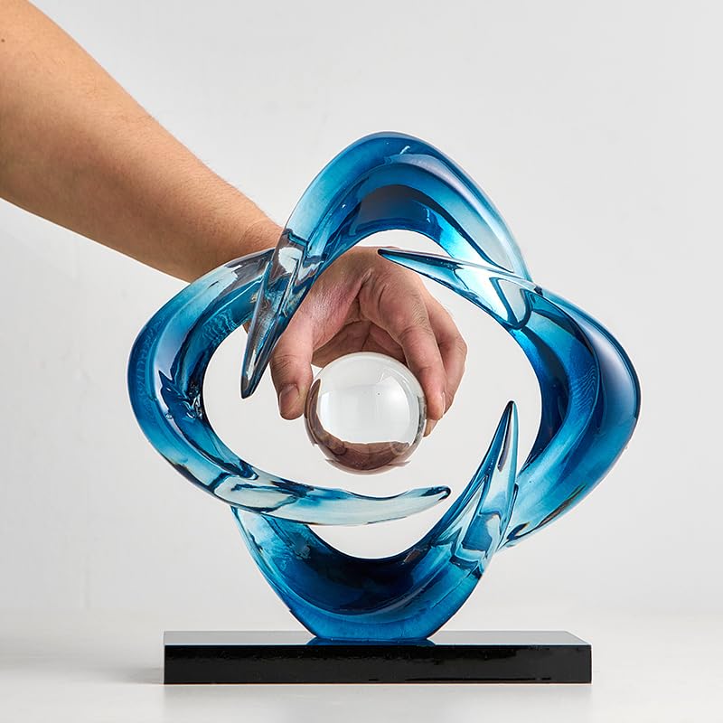 Abstract Art Sculpture, Resin Gold Decorative Statue, Modern White Ornaments for Living Room, Decorativas Modernas for Coffee Table/Entryway/Office Collectibles (Blue) - color: Blue