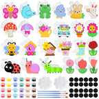 WinnerWhy 24 Set DIY Spring Garden Ceramic Crafts Kit Paint Your Own Figurines Ready to Paint Bisque Figurines Crafts Arts with 24 Magnets 4 Brushes and 2 Palette Ceramic Painting Kit for Adults - style: Flower